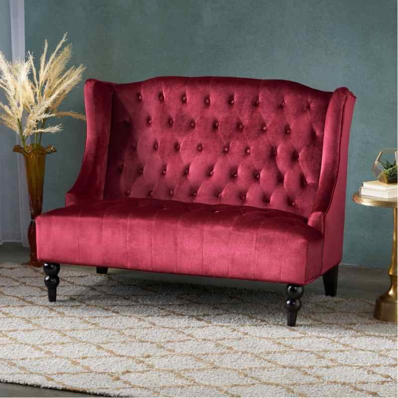 Christopher Knight Leora Modern Glam Tufted Velvet Wingback Loveseat