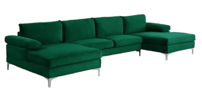 Ivy Bronx Wide Velvet Symmetrical Sofa & Chaise